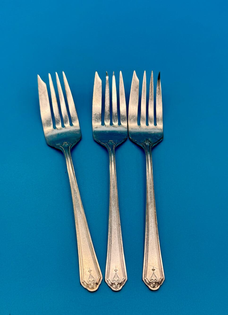 3 Wallace 1835 Nancy Dean 1926 Dinner Forks Silverplate 7 5/8" Antique